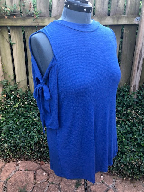 Tie Sleeve Cold Shoulder Top