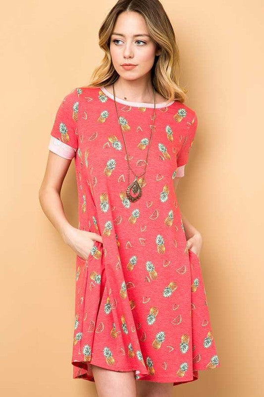 Short Sleeve Pineapple Dress